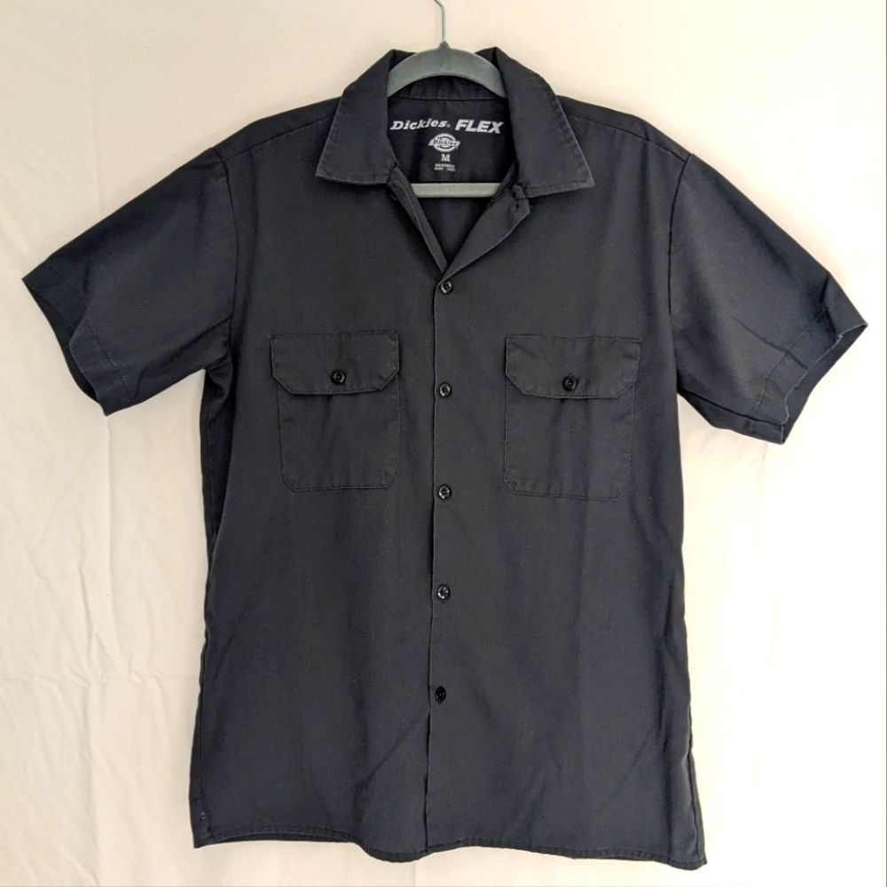 Dickies Grey Shirtsleeve Button Up, M